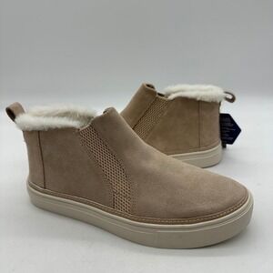 TOMS 10017460 Womens Size 7.5 Sand Bryce Suede Faux Fur Slip On Platform Boots